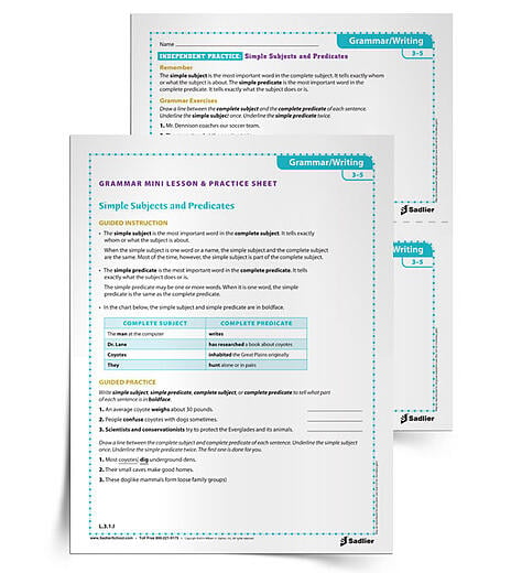 Simple subjects and simple predicates are the “must –haves” in sentence structure. These two words are the foundation in which grammar and writing are further built on. Use the Simple Subjects and Predicates Grammar Mini Lesson & Practice Sheet, to teach students about these important aspects of writing!