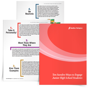 Download an exclusive eBook with ten tips for appealing to junior high school students at a critical point in their lives and their faith journey, written from the perspective of a Director of Religious Education.