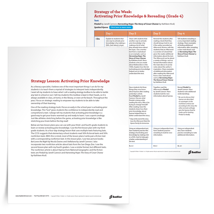 Strategies for Helping Readers: Activating Prior Knowledge