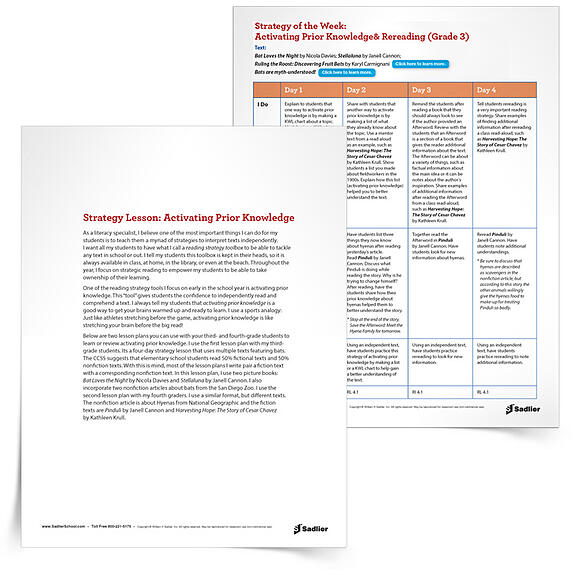 5 Free Reading Comprehension Lesson Plan - Use this four-day lesson plan to help students learn or review the strategy of activating prior knowledge using multiple texts.