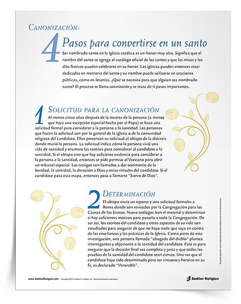 Enseñe a sus estudiantes sobre los pasos hacia la santificación con el recurso Canonización: 4 pasos para convertirse en un santo. 