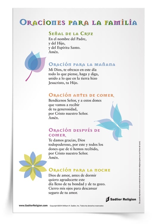 Estampa de oración Oraciones para la familia