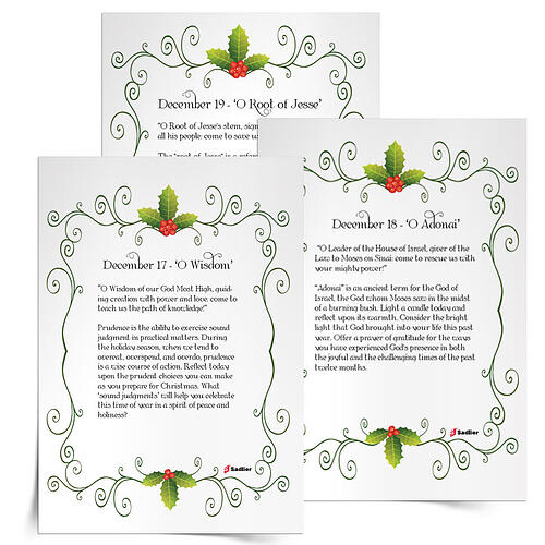 We invite you to download reflections on the “O Antiphons” and incorporate them into your personal reflections, as well as into your family or class activities. 