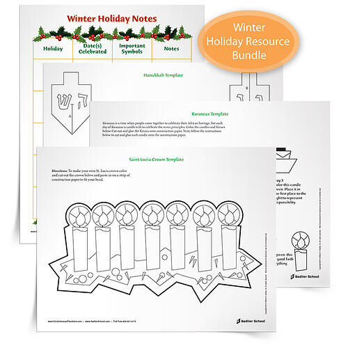 With the resources in this article, elementary students will learn about various holiday celebrations around the world. The five celebrations the "Winter Holidays Around the World" lesson plans feature are Hanukkah, Christmas, Saint Lucia Day, Kwanzaa, and Saint Nicholas Day. winter-holidays-around-the-world-lesson-plan-winter-holiday-activities-elementary.png