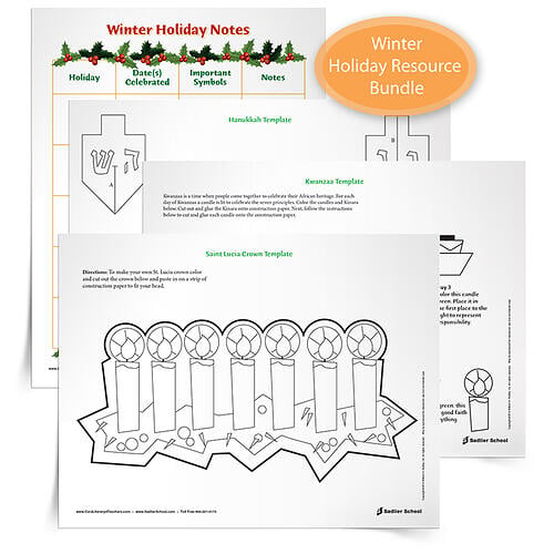 With the resources in this article, elementary students will learn about various holiday celebrations around the world. The five celebrations the "Winter Holidays Around the World" lesson plans feature are Hanukkah, Christmas, Saint Lucia Day, Kwanzaa, and Saint Nicholas Day. winter-holidays-around-the-world-lesson-plan-winter-holiday-activities-elementary.png