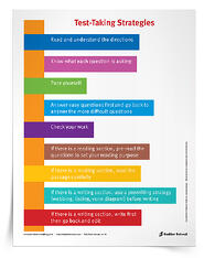 Whether it is a classroom assessment or a high-stakes testing situation, there are some test-taking strategies that students can employ to help themselves on test day. Download a Test-Taking Strategies Poster to hang in your classroom!