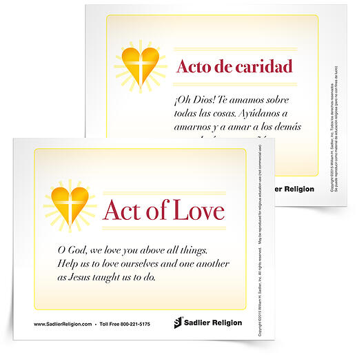 Download an Act of Love prayer card in English or Spanish to use at home or in your classroom. 