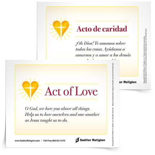 Download an Act of Love prayer card in English or Spanish to use at home or in your classroom. 