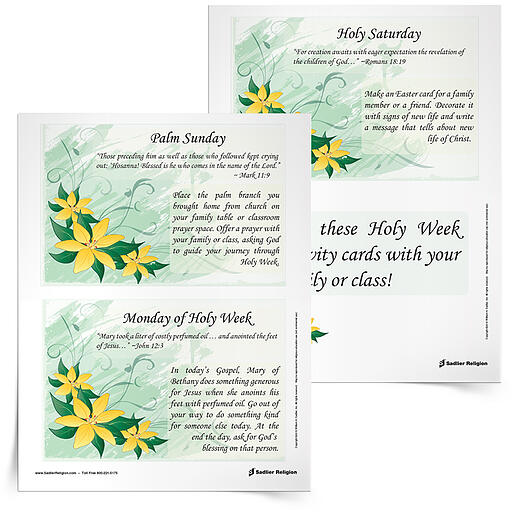 Download complimentary Holy Week Reflection Cards and use them with your family or class to observe this sacred events of Holy Week.