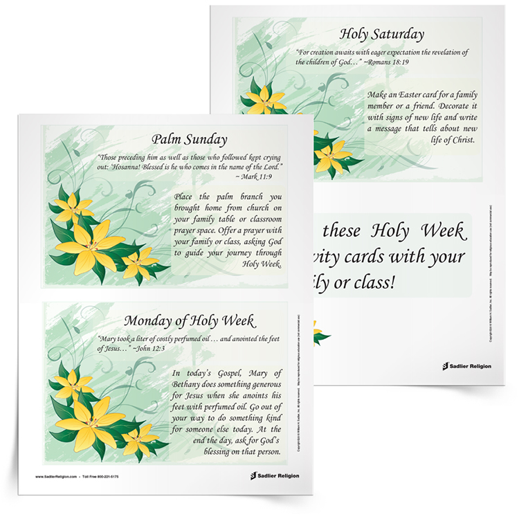 Download Holy Week Reflection Cards and share them in your home or parish as a way to pray each day of Holy Week.