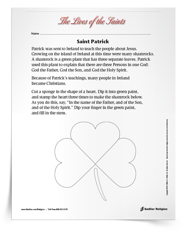 March Feast Days Catholic Saint Patrick Activity