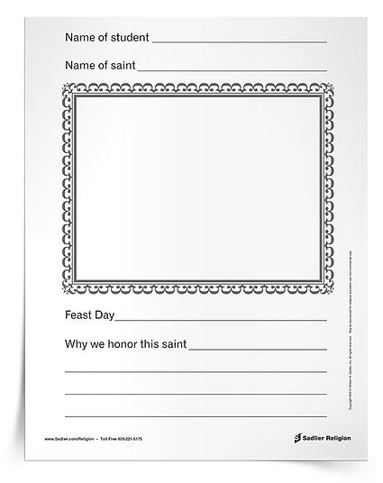As an All Saints' Day activity, assign each student in your class a saint to research using Sadlier’s Lives of the Saints feature.  After reading the online profile of a saint, invite students to complete this handout. Give each student a minute or two to present their report to the class before binding the handouts into a book, or display the finished handouts in your classroom or parish.
