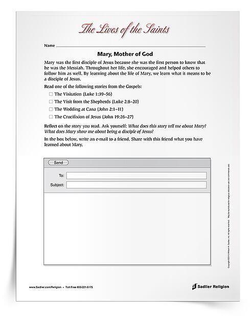 Download a primary or intermediate activity for Mary, Mother of God. Share it with your students on January 1st! 