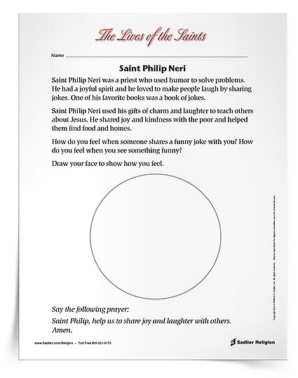 Download a primary activity in English or Spanish to celebrate the Feast Day of Saint Philip Neri.