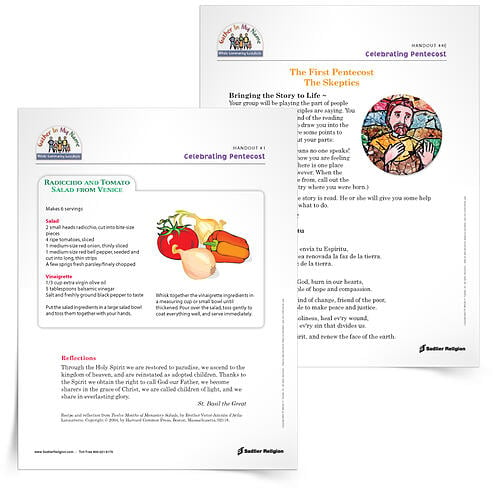 Designed for whole community catechesis with the entire school or parish community, these Pentecost Celebration Handouts participants will not only deepen their understanding of how the Holy Spirit came upon the disciples, but recognize what evangelization meant for the early Church and how it continues to constitute the essential mission of the Church today!