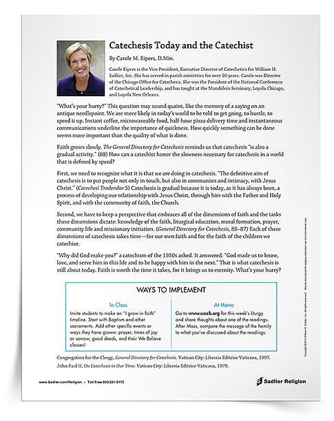 In her catechist development article Catechesis Today and the Catechist, Dr. Carole Eipers writes, “Faith grows slowly". The General Directory for Catechesis reminds us that "catechesis is also a gradual activity." (88) How can a catechist honor the slowness necessary for catechesis in a world that is defined by speed?