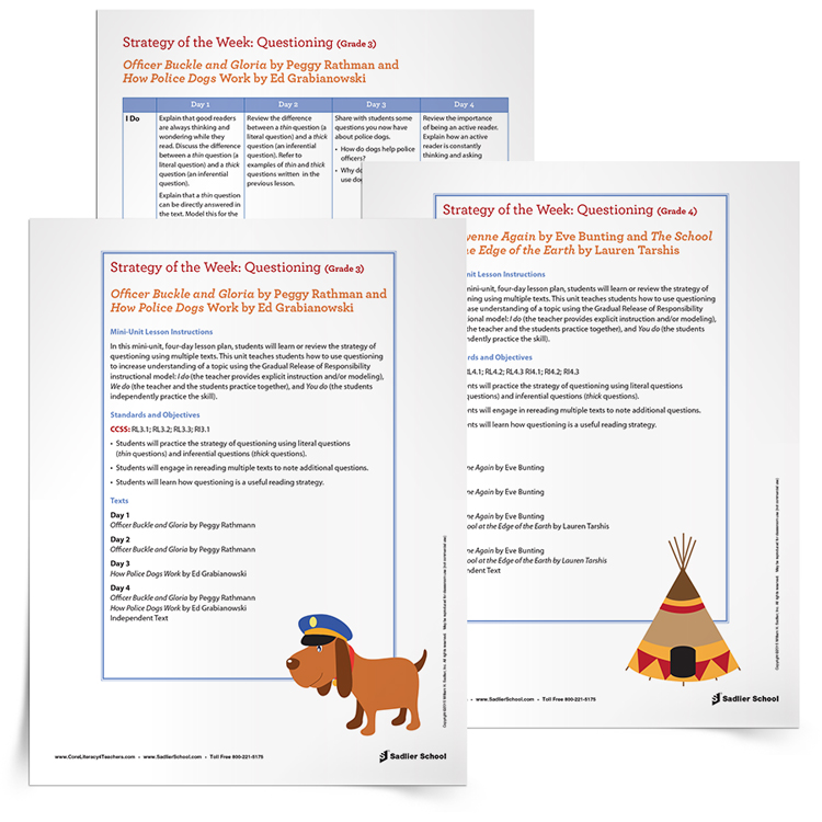 5 Free Reading Comprehension Lesson Plans -Use a four-day lesson plan to help students in Grades 3 and 4 learn or review the strategy of questioning using multiple texts.
