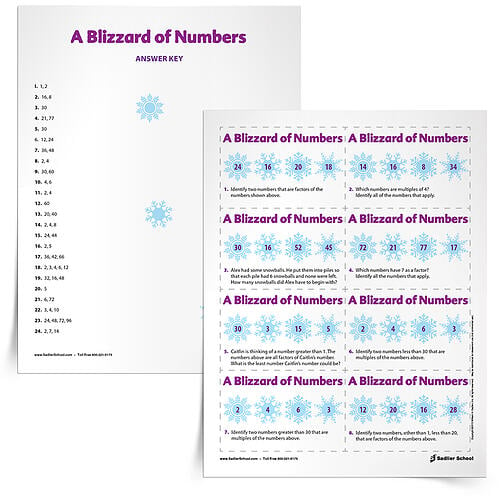 In this article, you'll find a winter-themed factors and multiples game printable that is great to use in centers during the winter months! The theme of the factors and multiples worksheets for grades 6–8 is Blizzards... 