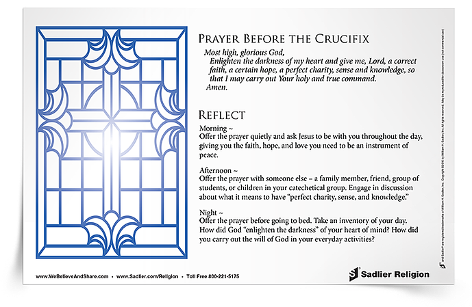 Download a reflection based on Saint Francis’ “Prayer Before the Crucifix” and use it in your home or parish.