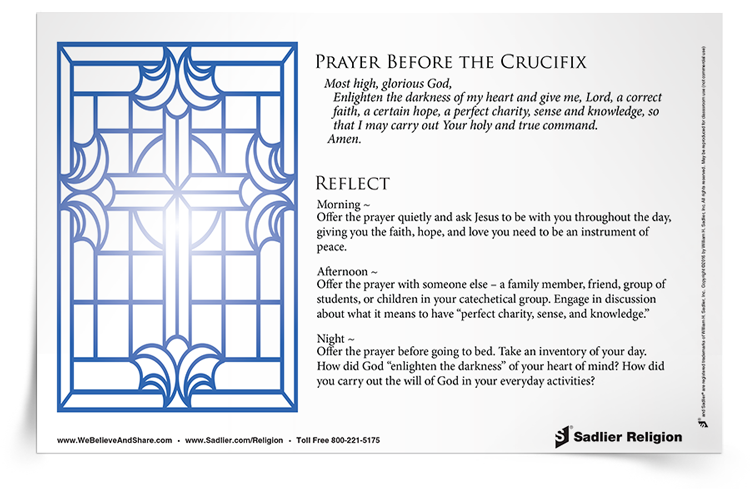 Download a reflection based on Saint Francis’ “Prayer Before the Crucifix” and use it in your home or parish.