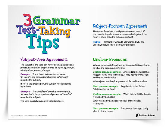 Make sure your students’ grammar skills are in tip-top shape with the 3 Grammar Test-Taking Tips Reference Sheet.
