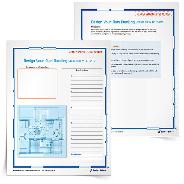 Have students design the dwellings of the book they are reading, based on the author’s descriptions and their inferences from the text. Students should label these designs with quotes and inferences from the writing, as well as their vocabulary words. No matter what the text, having to study author’s descriptions and make inferences, as well as use vocabulary words, makes this activity a winner!
