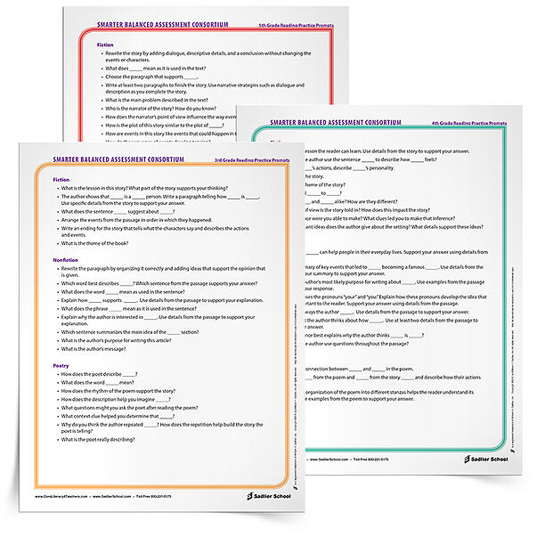 Download the Smarter Balanced Assessment Consotrium (SBAC) Reading Practice Prompts to help students prepare for the English Language Arts/Literacy sections of the SBAC assessments.