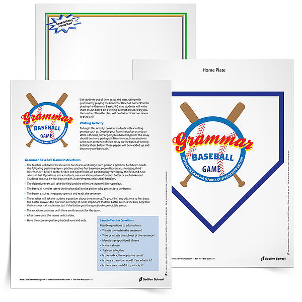 The use of sports in the classroom is a great way to engage young people in learning! One of my favorite days of the year is baseball’s Opening Day. I use the opportunity to get students out of their seats and interacting with both grammar and baseball. The Baseball Grammar Game will get students moving, writing, and identifying parts of speech. 