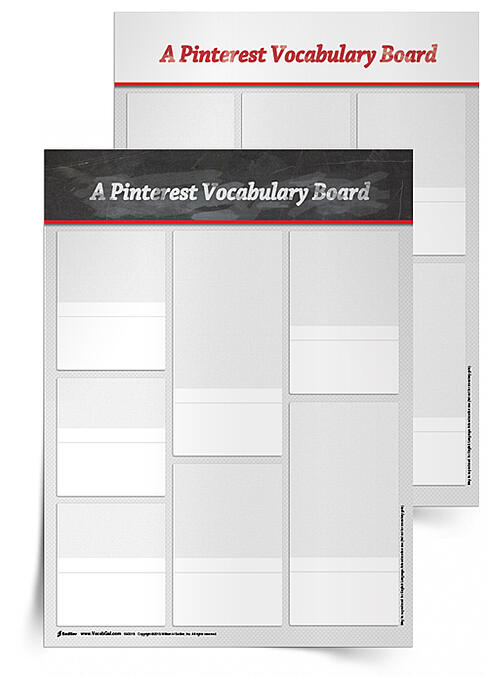 With the Pinterest Board Vocabulary Activity students draw or cut out images of things that will help them remember their vocabulary words! These visual representations will help students make deep connections that they can call upon when asked to remember each vocabulary word's definition.
