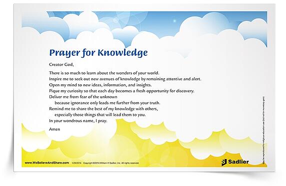 Download my Prayer for Knowledge, and use it in your parish or home.