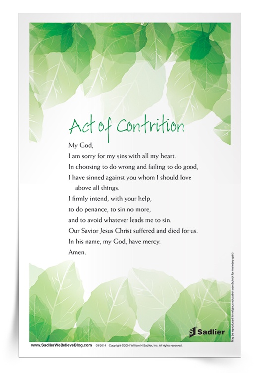 <em>Act of Contrition</em> Prayer Card