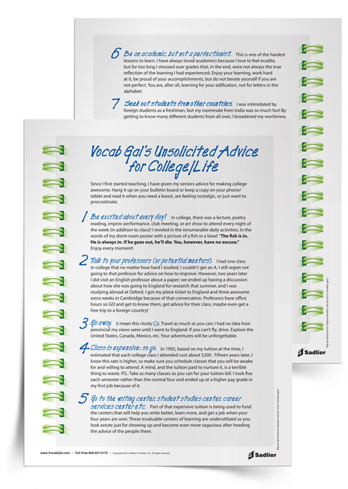 I decided to infuse my advice with vocabulary. After I finished writing my ten pieces of advice using vocabulary words, I couldn't help but create a similar writing prompt. To learn more, check out my Advice with Vocabulary activity. 