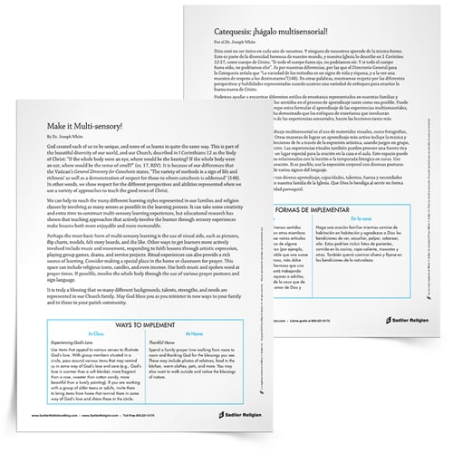 Download a support article about the benefits of multi-sensory learning with suggestions for implementation in class and at home.