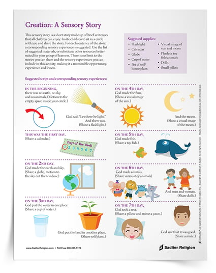 Invite young children in your religious education class to sit in a circle with you and share a Creation: A Sensory Story Activity.