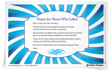 <em>Prayer for Labor Day</em> Prayer Card