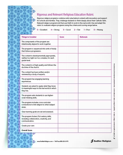 Catechetical Models for Flexible Catholic Faith Formation - Rigorous Religious Education Rubric