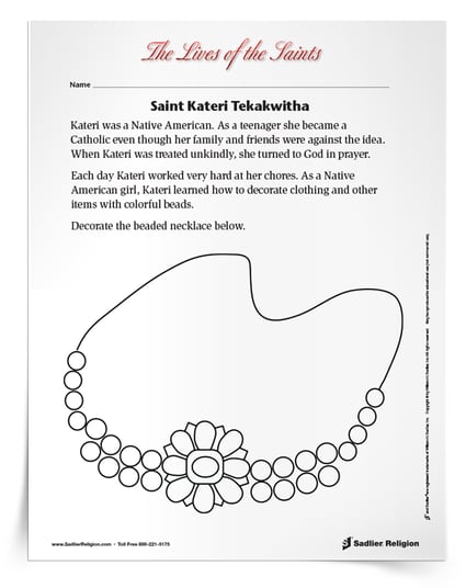 Printable Activities to Celebrate Saint Feast Days in July - Saint Kateri Tekakwitha