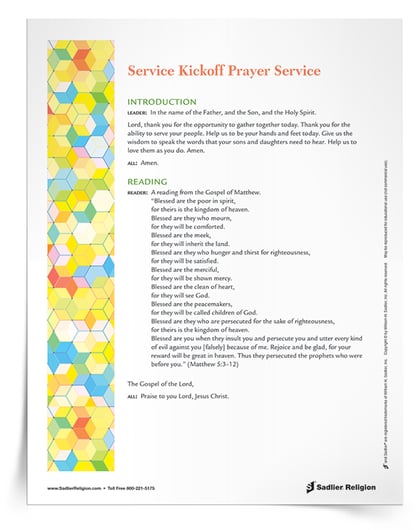Download a Service Kickoff  Prayer Service to use with the millennial Catholics in your community before service events or initiatives.
