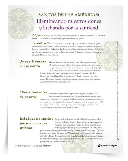 El Libro Electrónico Día de Todos los Santos: Actividades para involucrar a los jóvenes y la Minilección Santos de las Américas se agrupan en un solo recurso del Día de Todos los Santos.