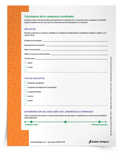 Herramienta de planificación Calculadora de la catequesis combinada