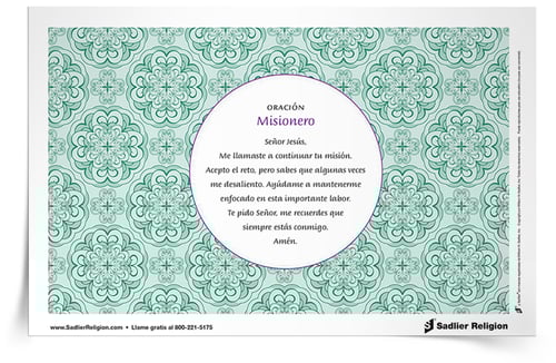 Descargue la Estampa de oración Misionero y compártala en la comunidad.