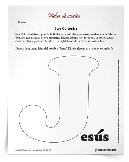Descargue y comparta una actividad imprimible para niños católicos para celebrar la fiesta de san Columba.