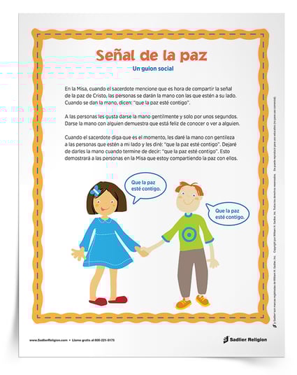 Ayude a que los niños con autismo compartan la señal de la paz durante la Misa con esta historia social para descargar