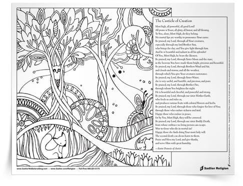 Care for God’s Creation Printables for Catholics –Canticle of Creation Prayer Card