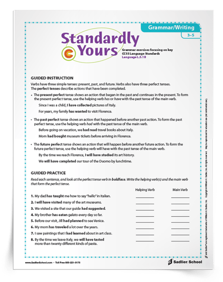 Critical Thinking Worksheet Grades K-2: Verb Tense