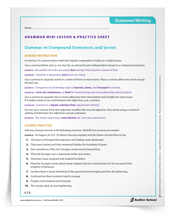 Commas in a Series Worksheets