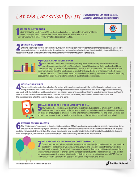 Role of Librarian in Schools Seven Ways They Can Help Teachers, Coaches, & Admins