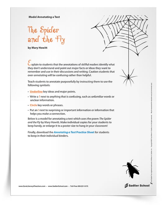 Annotation worksheet middle school
