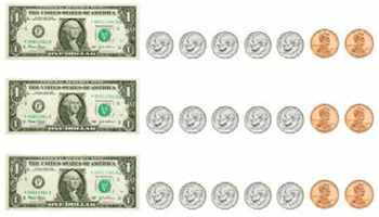 money-model-and-decimal-multiplication-three-dollar-bills-fifteen-dimes-and-six-pennies