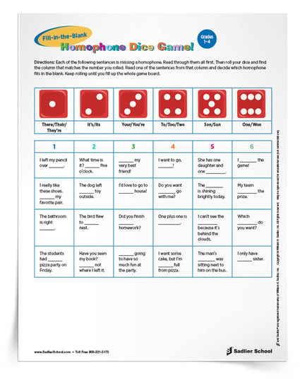 Homophone Dice Games